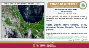 Pronostica SGIRPCGRO lluvias con posibles descargas eléctricas en las próximas horas