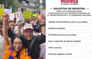 Anuncia Javier Taja Ramírez su registro; busca la Coordinación Municipal de la Defensa de la Cuarta Transformación en Acapulco por Morena